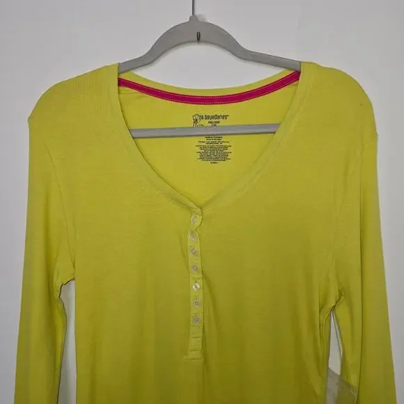 No Boundaries Y2K Lime Fitted Ribbed Long Sleeve Henley Shirt XXL Girls Cotton - Picture 3 of 7